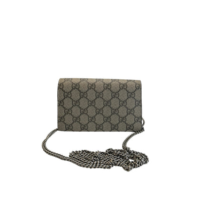 Used GUCCI GG Supreme Dionysus Chain Shoulder Bag Beige Ebony Taupe