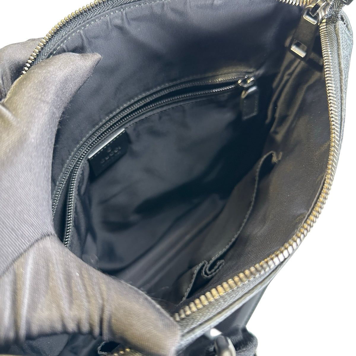 Used GUCCI GG Supreme Canvas GG Supreme Crossbody Bag Black Grey
