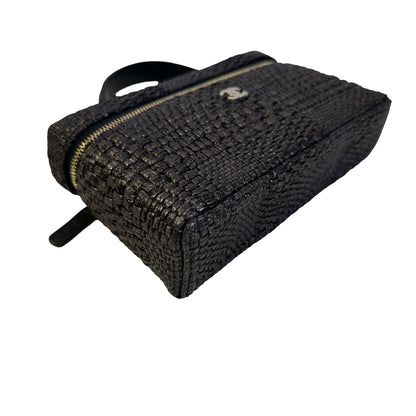 Used CHANEL Tweed Tweed Classic vanity case Vanity case Black Silver