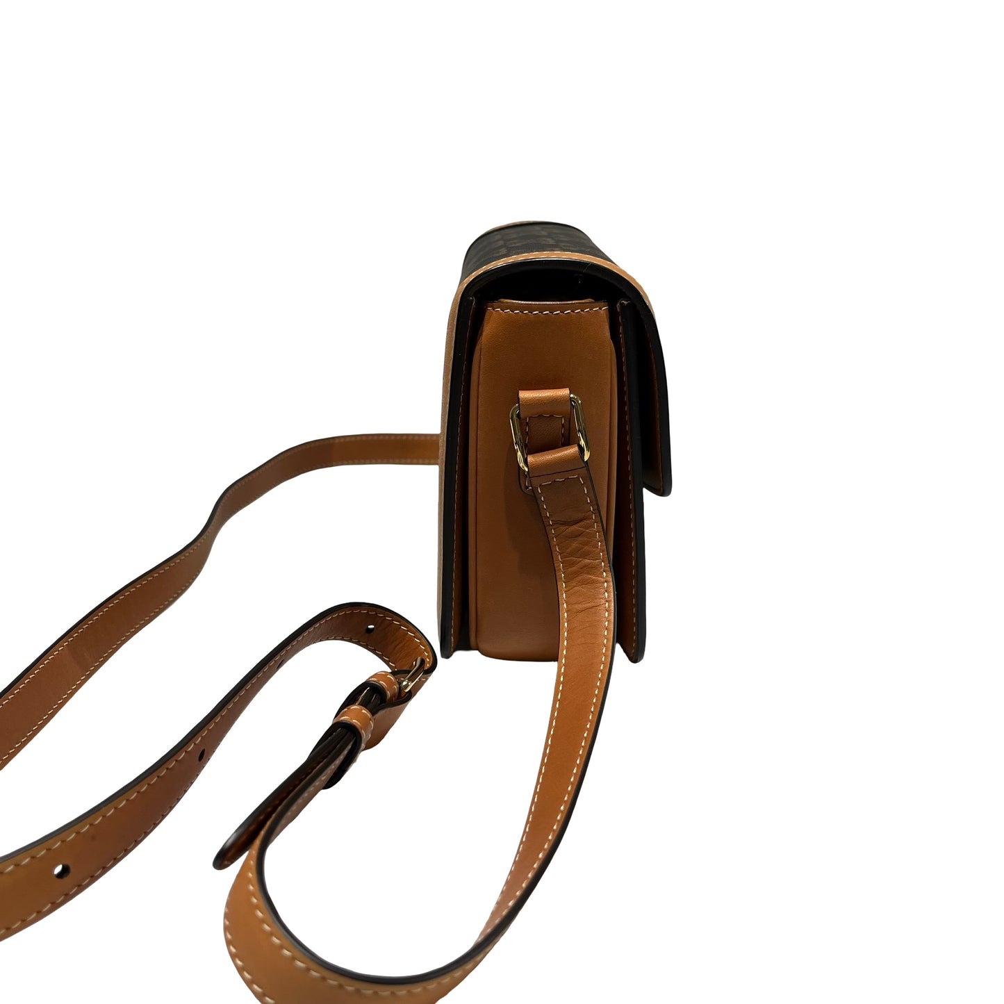 Used CÉLINE Triomphe Cross Body Bag Brown GHW