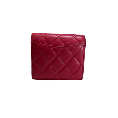 Used CHANEL Lambskin Quilted Classic Small Flap Wallet Wallet Pink PHW