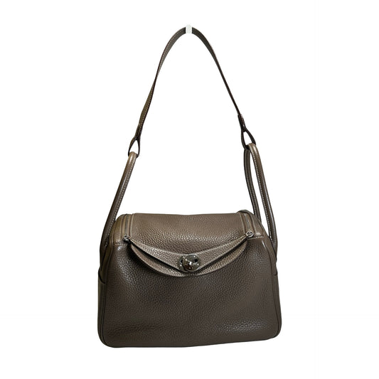 Used HERMES Clemence Lindy Handbag Etoupe