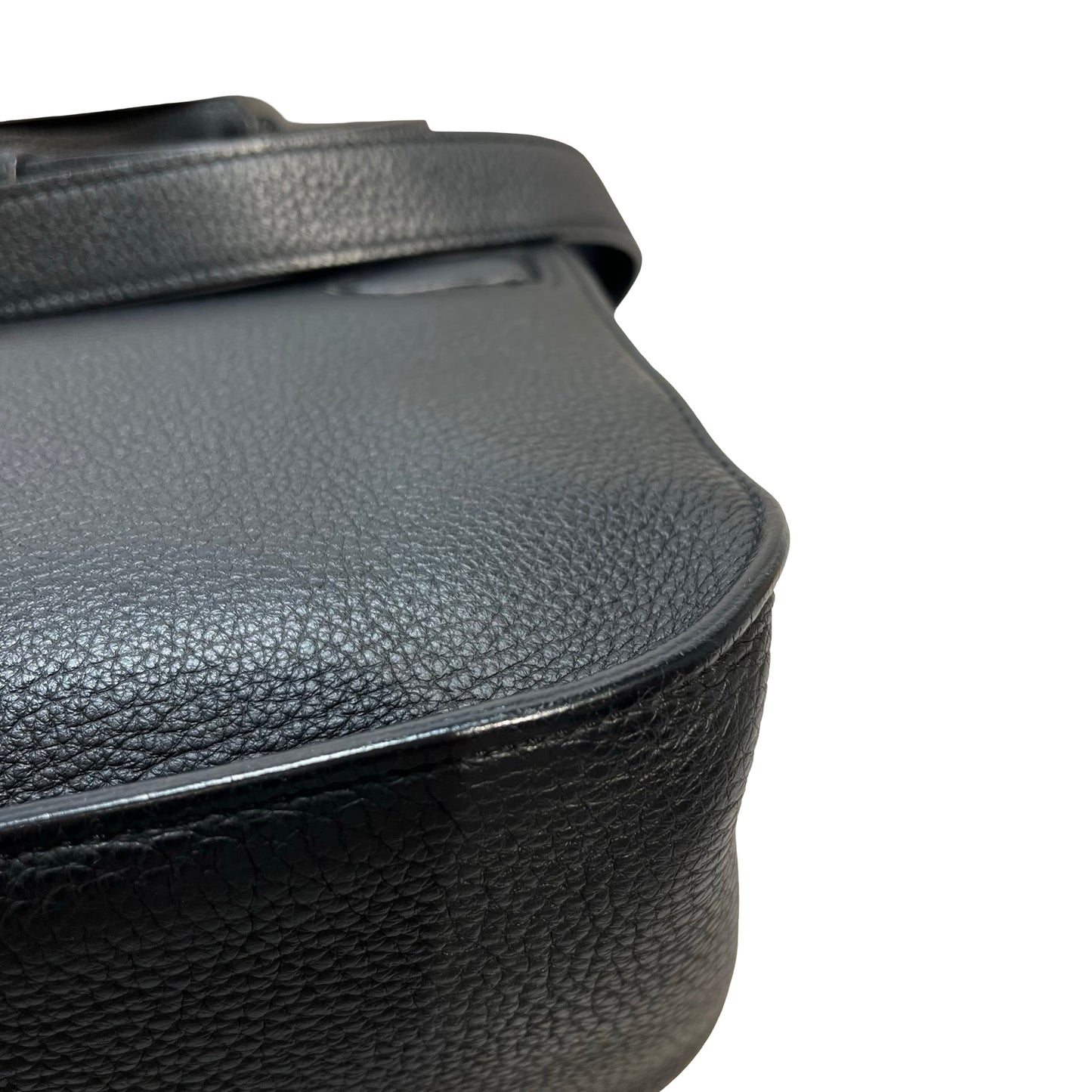 Used HERMÈS Calfskin Leather Jypsieve 28 Shoulder Bag Black PHW