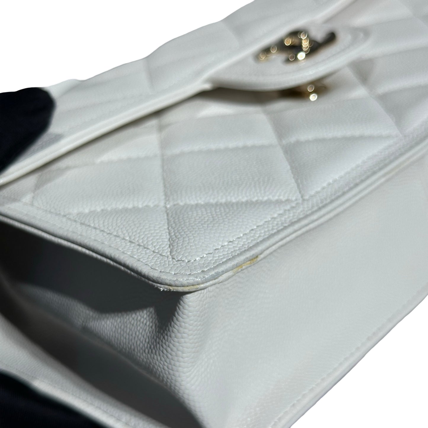 Used CHANEL Flat bag White GHW