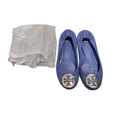 Used TORY BURCH Flats Shoes Navy Blue GHW