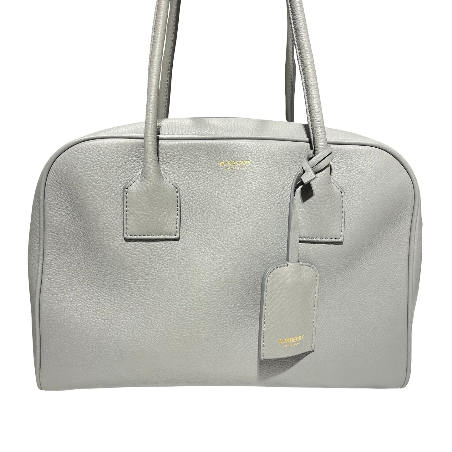 Used BURBERRY Tote Bag Grey GHW