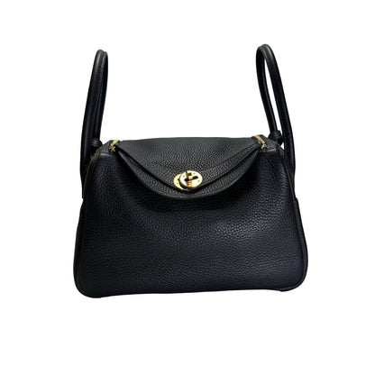 Used HERMES Leather Lindy 26 Handbag Navy GHW
