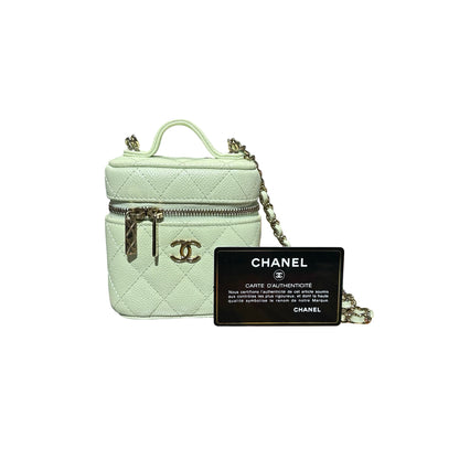 Used Chanel Mini Vanity Mini Bag Mint Green GHW