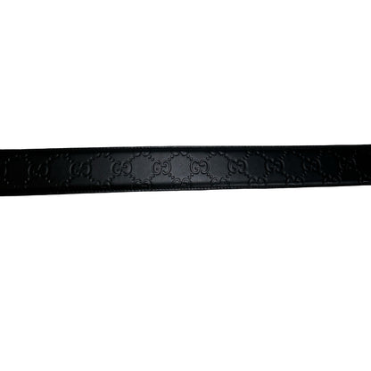 Brand New GUCCI Guccissima Leather Interlocking G Belt Belt Black PHW