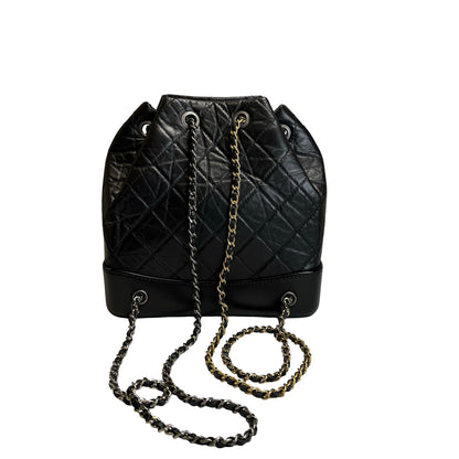 Used CHANEL Quilted Aged Calfskin Smooth Calfskin Gabrielle Backpack Black