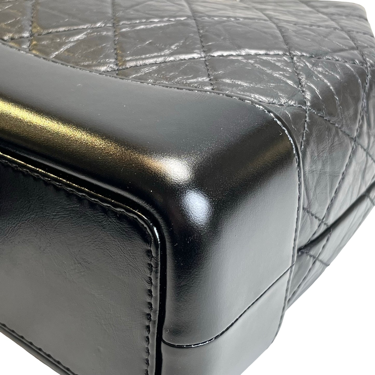 Used CHANEL Quilted Aged Calfskin Smooth Calfskin Gabrielle Backpack Black