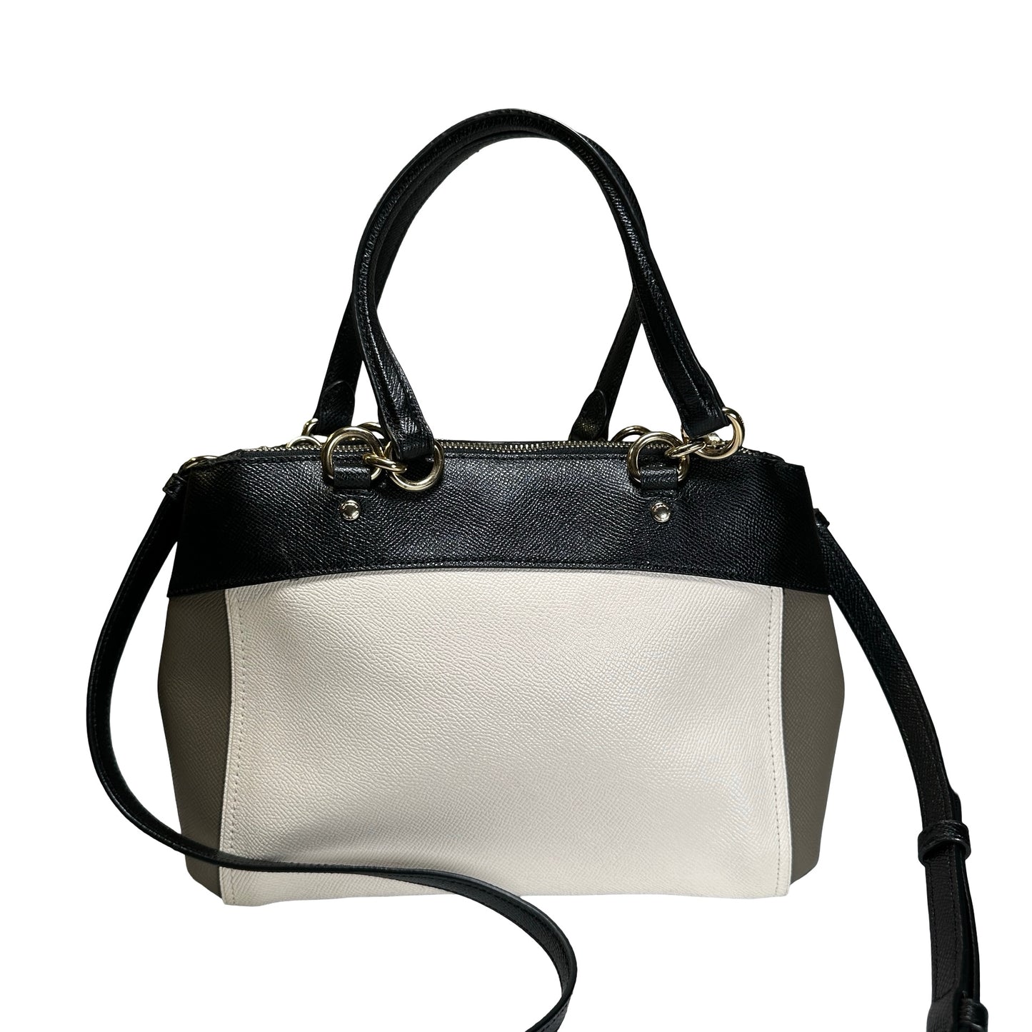 Used COACH Calfskin Two way shoulder bag Two Way Shoulder Bag Black White