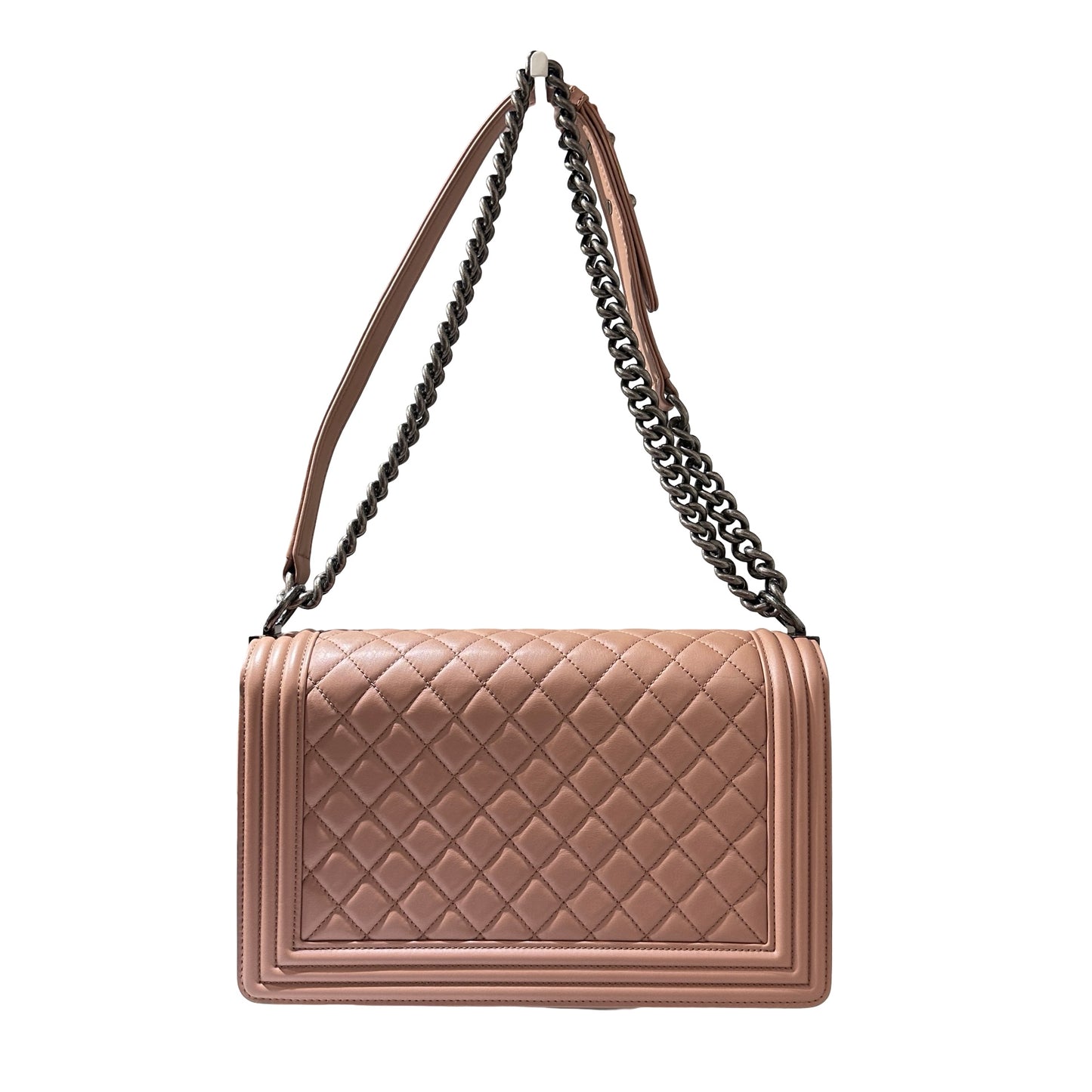 Used CHANEL Lambskin Leather Boy Large Chain Shoulder Bag