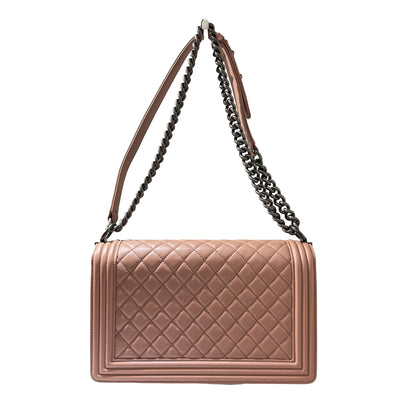 Used CHANEL Lambskin Leather Boy Large Chain Shoulder Bag