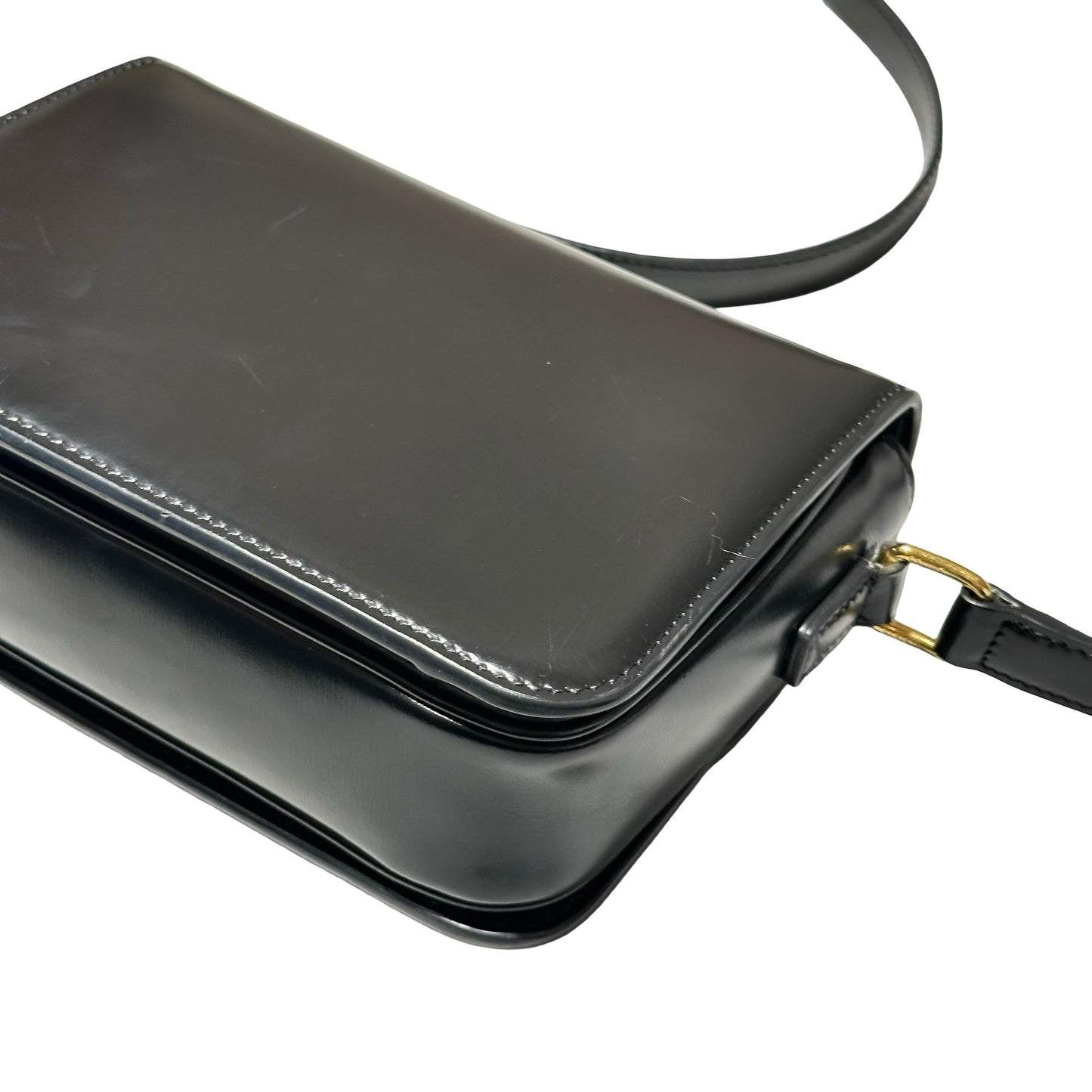 Used CÉLINE Trimphe Teen Cross Body Bag Black GHW
