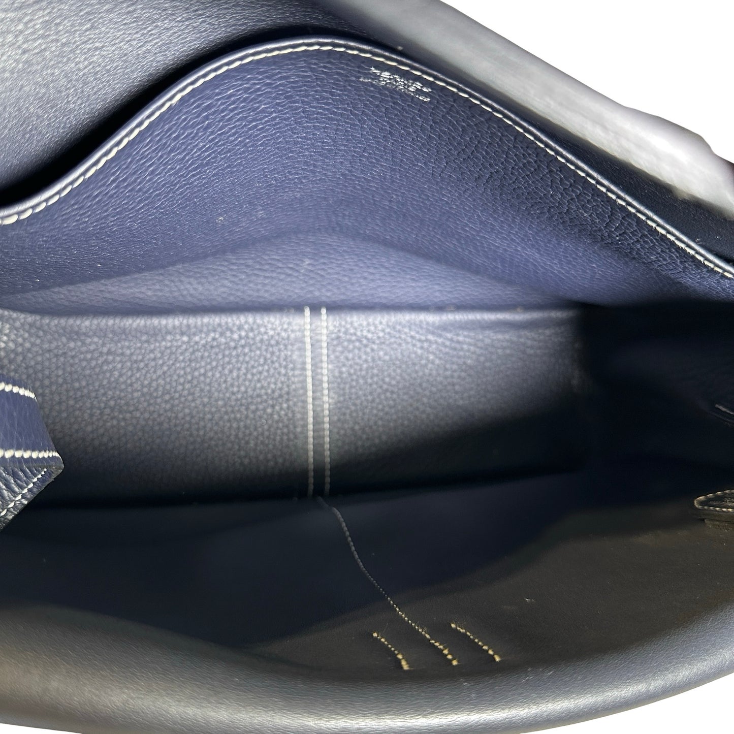Used HERMÈS Clemence leather Halzan 31 Shoulder Bag Navy Blue PHW
