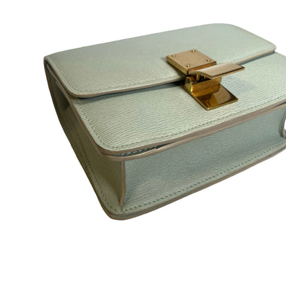 CELINE Epi Leather Classic Box Shoulder Bag Light Green GHW