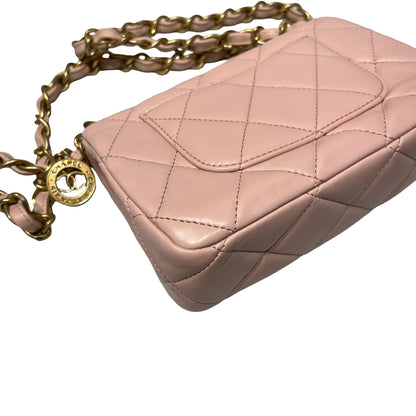 Unused CHANEL Flap Cross Body Bag Pink GHW