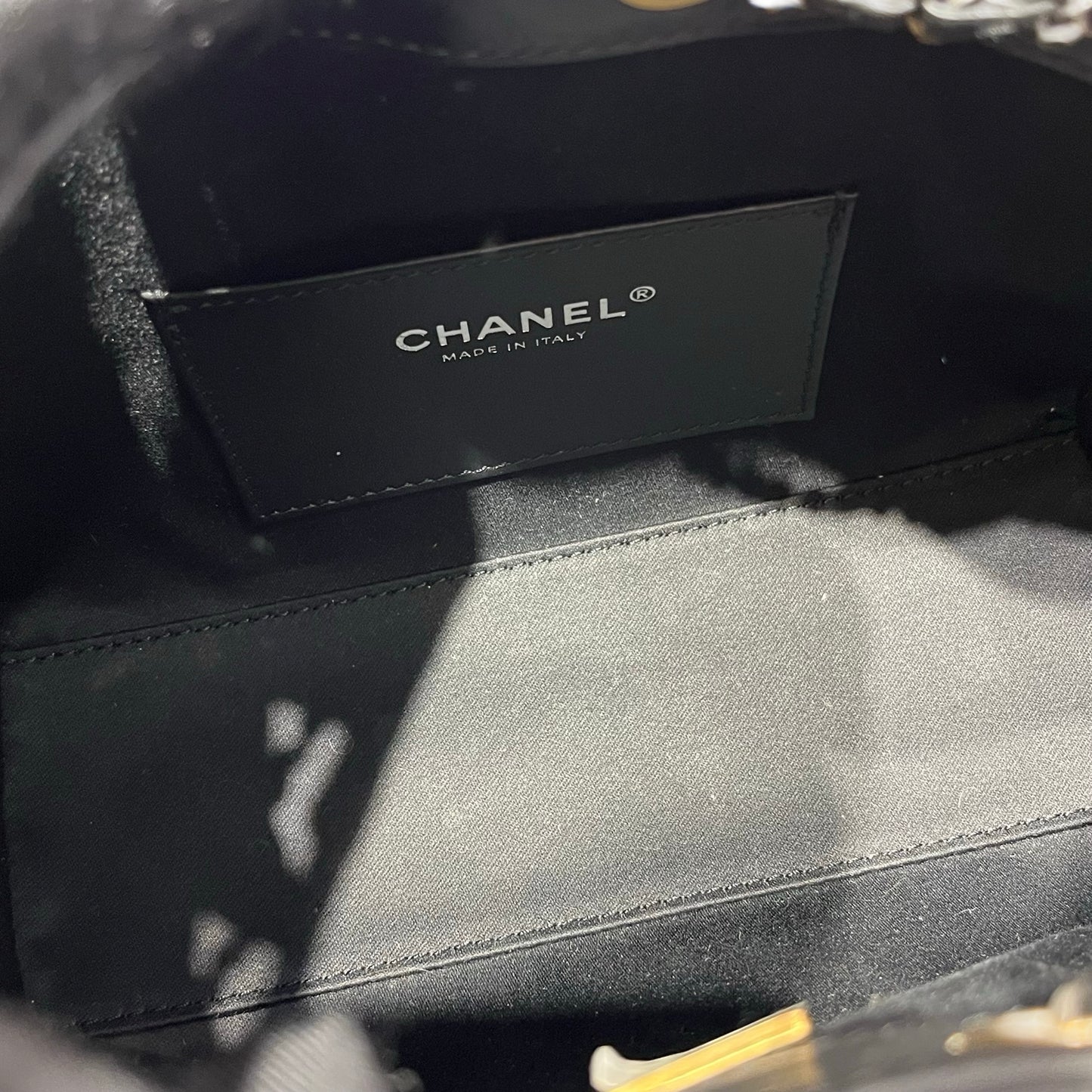 Used CHANEL Calfskin Leather Mini 25 Shoulder Bag Black GHW