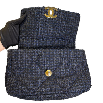 Used CHANEL Tweed 19 Shoulder Bag Blue Black