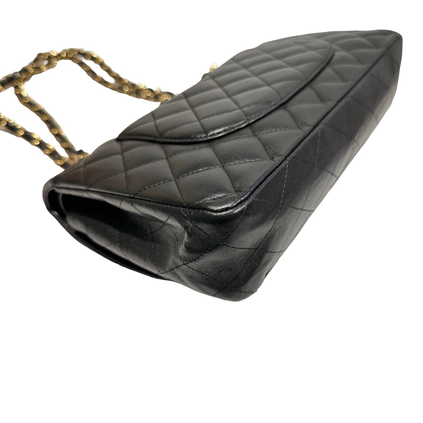Used Chanel Calfskin Leather CF 25 Shoulder Bag Black GHW