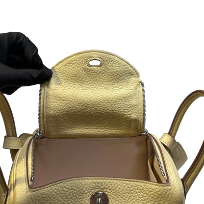 Used HERMÈS Leather Mini Lindy Shoulder Bag YELLOW PHW