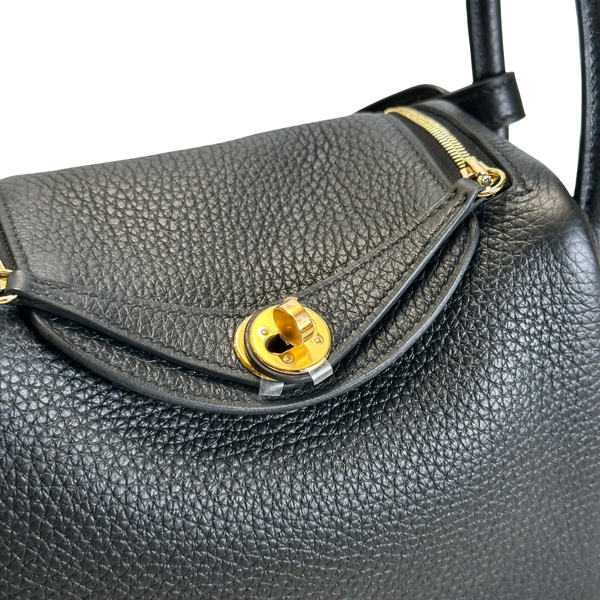 Brand New HERMES Leather Mini Lindy Handbag Black GHW