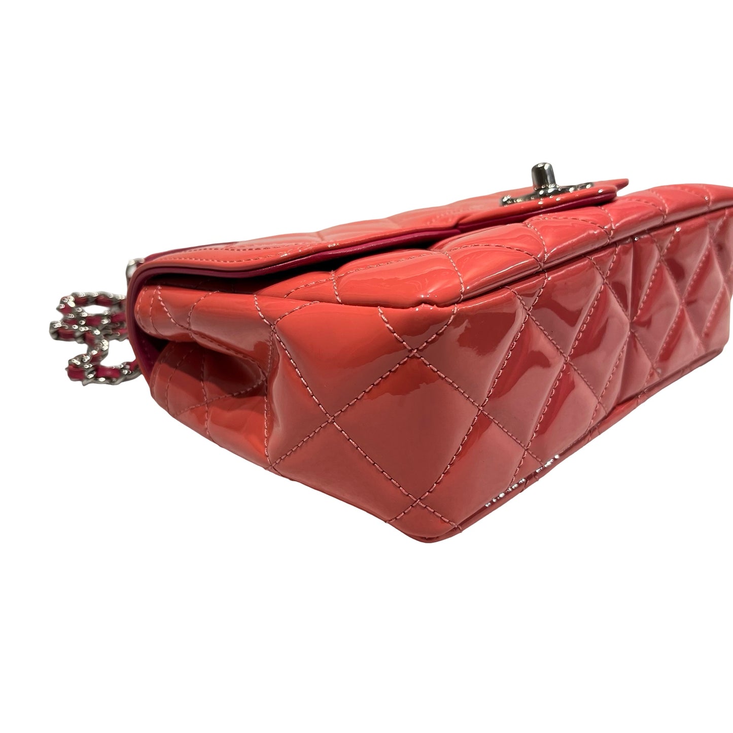 Used Chanel Patent Leather Flap Shoulder Bag PHW Pink