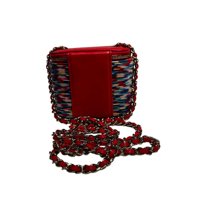 Used CHANEL Mini Vanity Cross Body Bag Red Multi color
