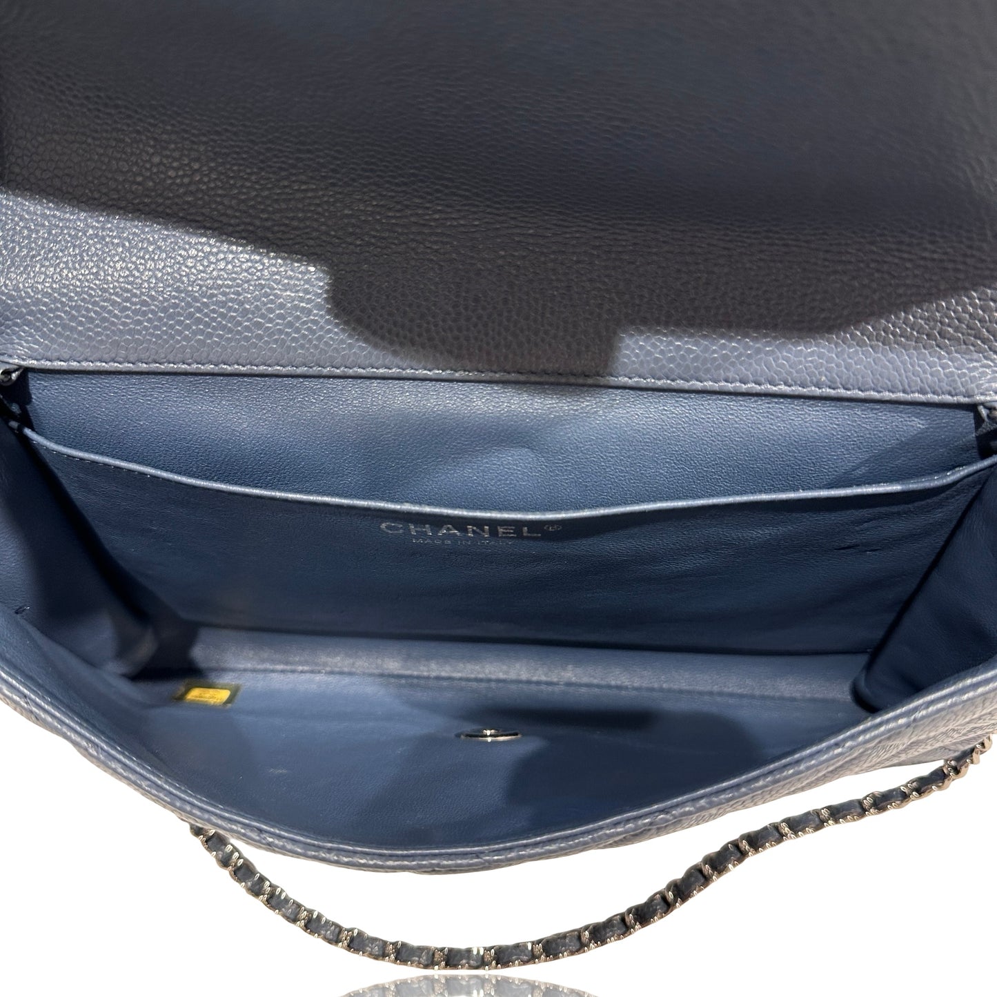 Chanel Caviar Leather FLAP Shoulder Bag Blue PHW