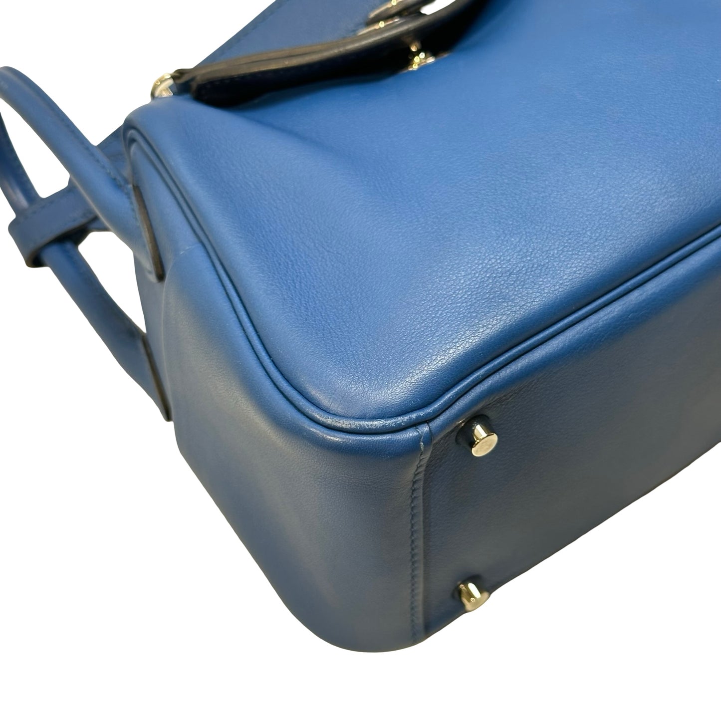 Used HERMES Swift Mini Lindy Handbag Blue PHW