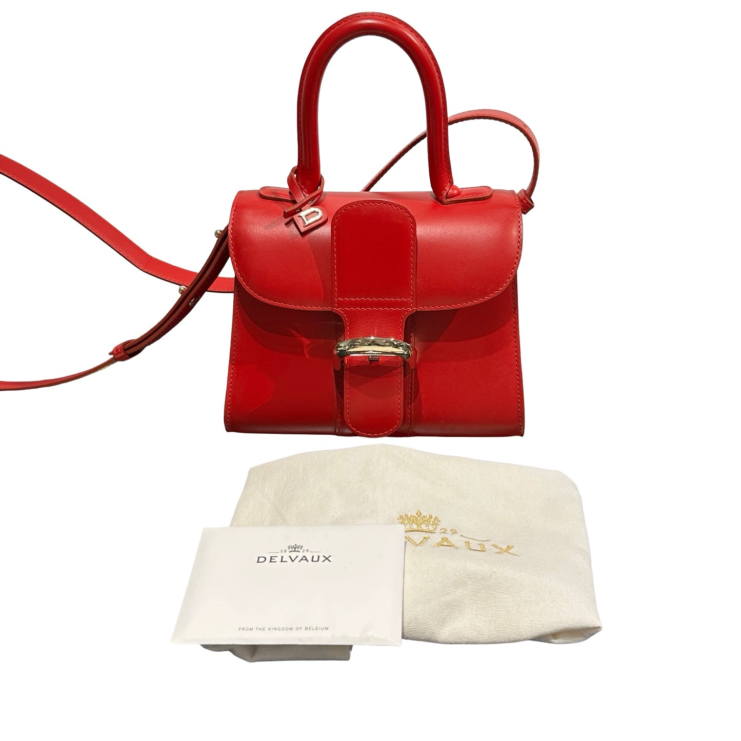 Used DELVAUX Brillant Mini Two Way Shoulder Bag Red