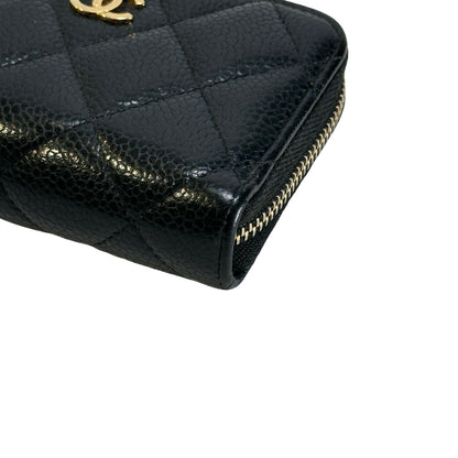 Used CHANEL Caviar Quilted Classic Zipped Coin Purse Coin Purse Black Gold hardware