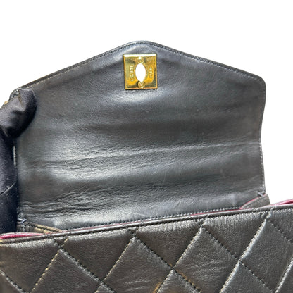 Used CHANEL Lambskin Leather Vintage Shoulder Shoulder Bag Black GHW