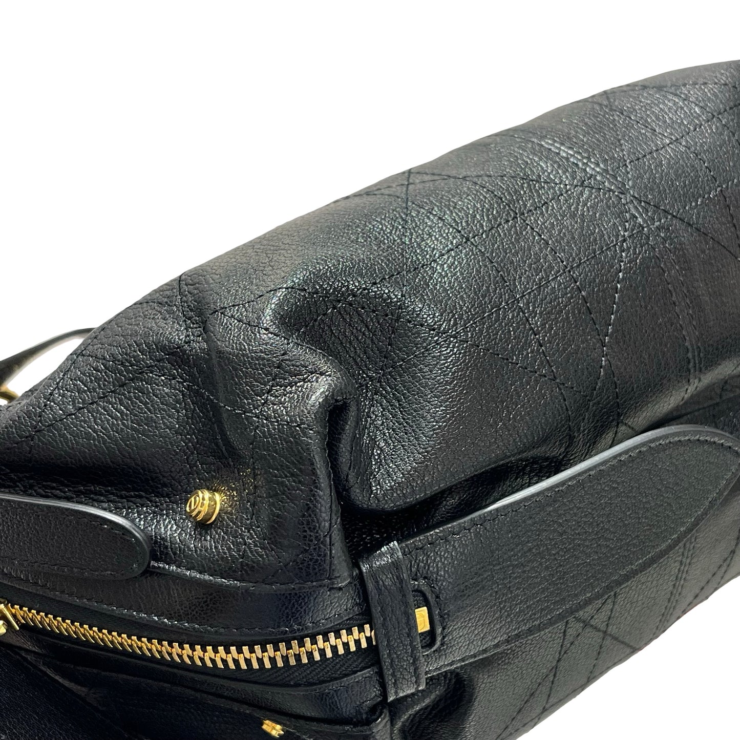 Used DIOR Calfskin Leather D-Joy Medium Shoulder Bag Black