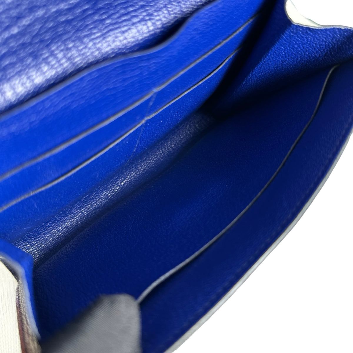 Used HERMES Chevre Clic 16 Crossbody Bag Blue，PHW