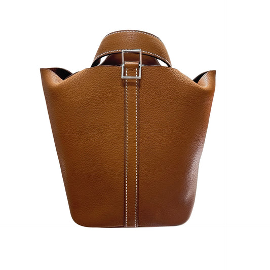 Unused HERMÈS Picotin 18 Handbag Brown PHW