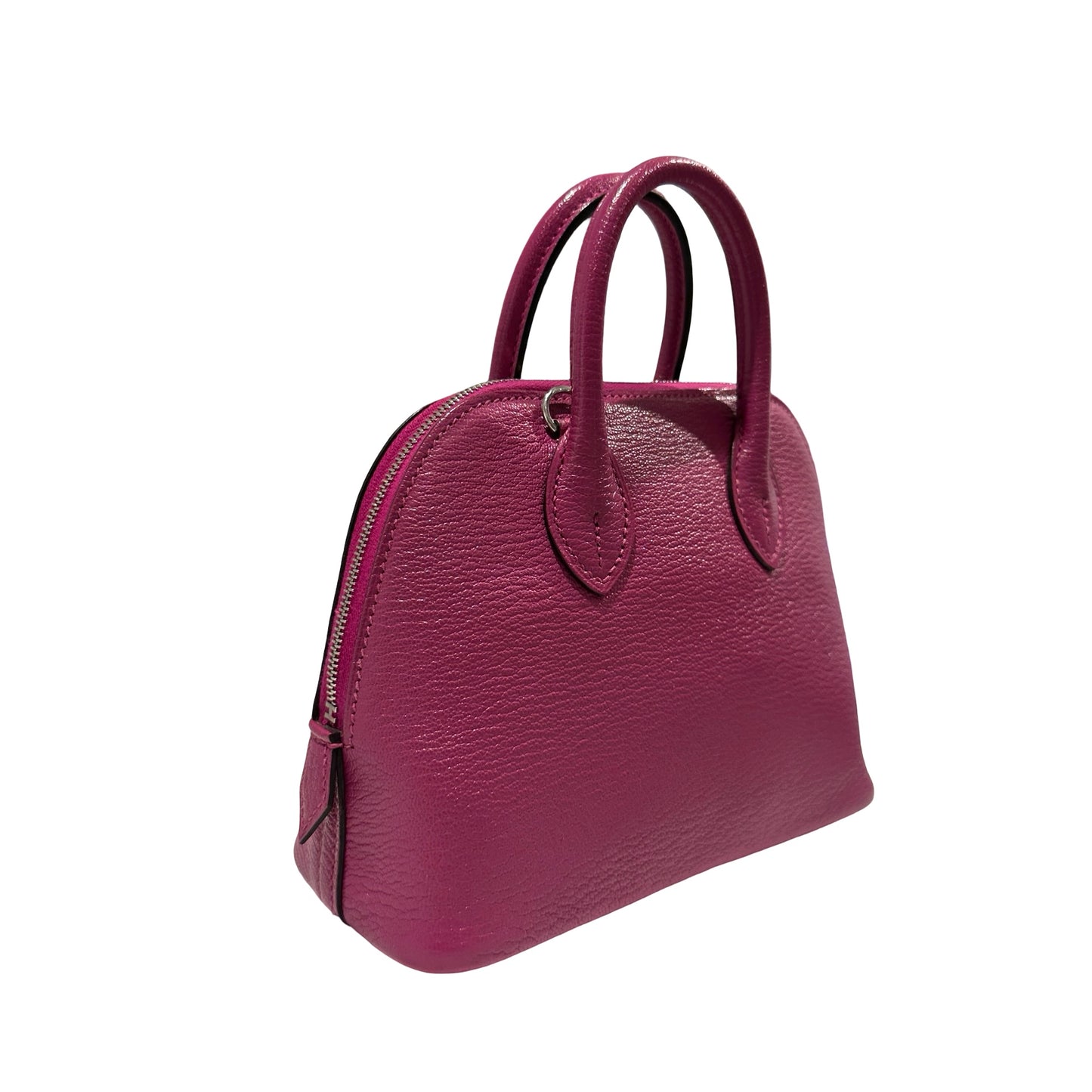 Used HERMES Chevre Mini Bolide Handbag L3 Rose Purple PHW