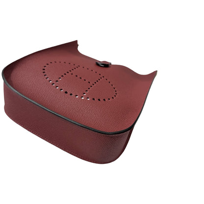 Used Hermès Epsom leather Mini Evelyne Cross Body Bag Red GHW