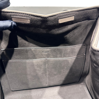 Used Fendi Calfskin Leather Tote Bag Grey GHW