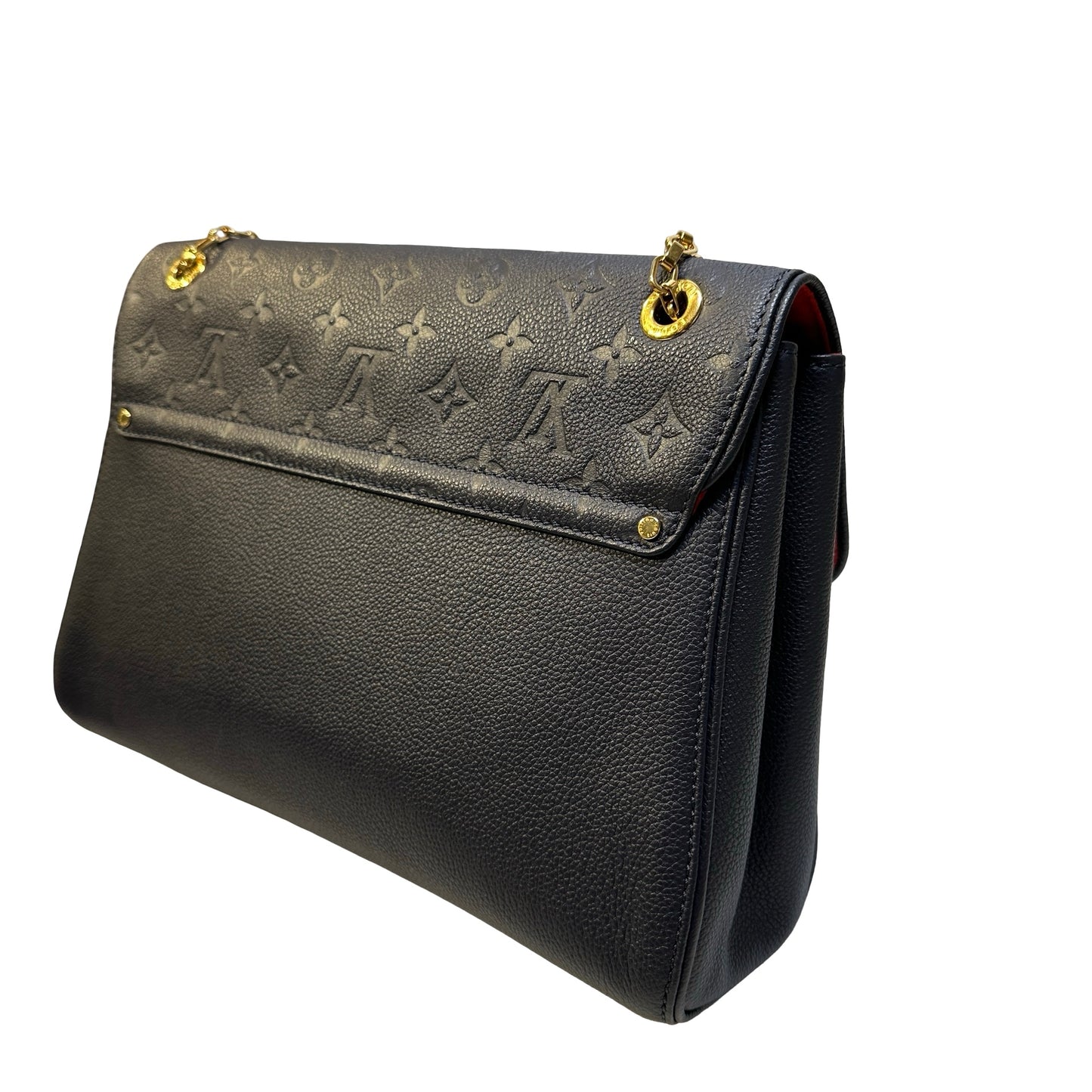 Used LOUIS VUITTON Monogram Empreinte Leather Pochette Metis Shoulder Bag Navy GHW