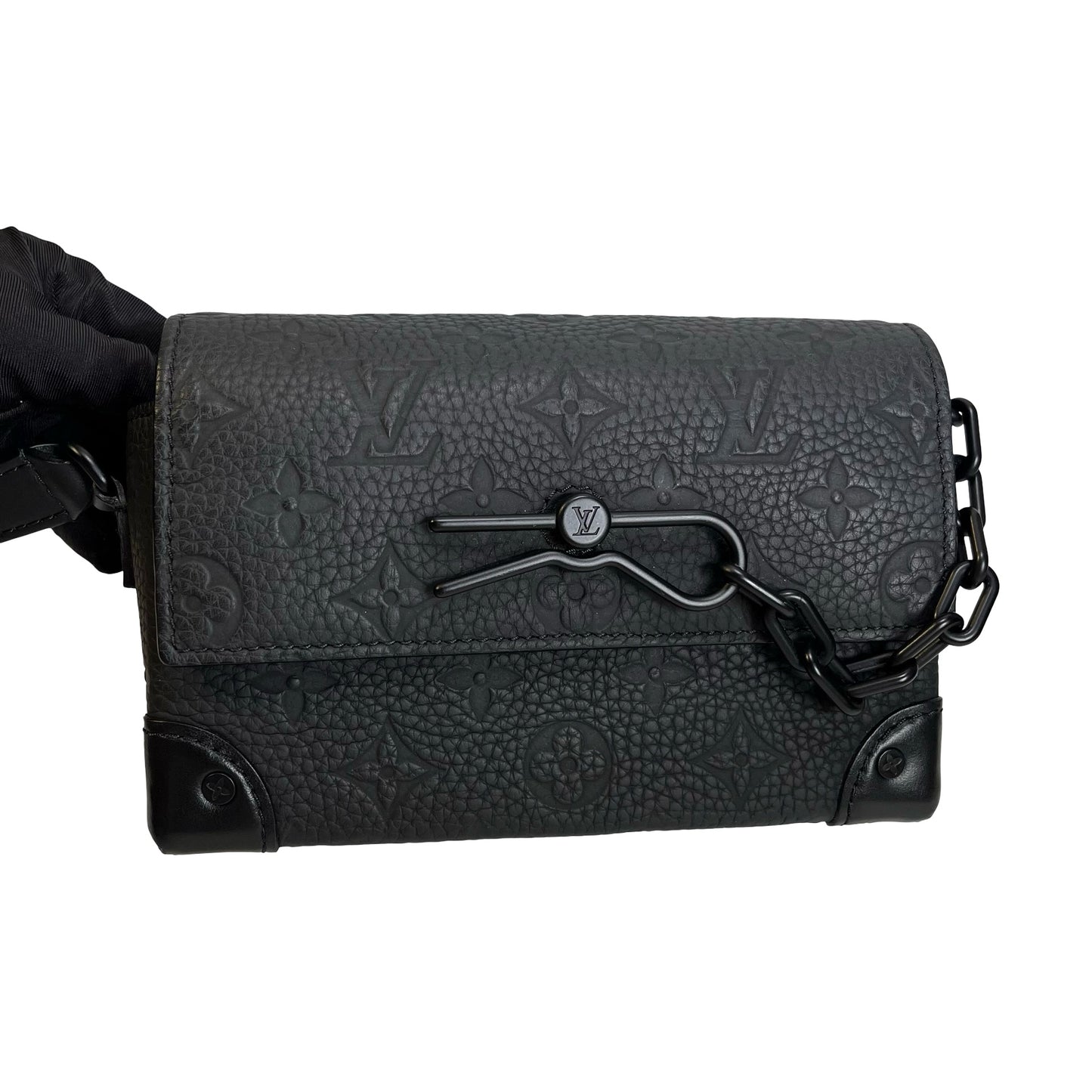 Used LOUIS VUITTON Monogram Taurillon Mini Soft Trunk Crossbody Bag Black