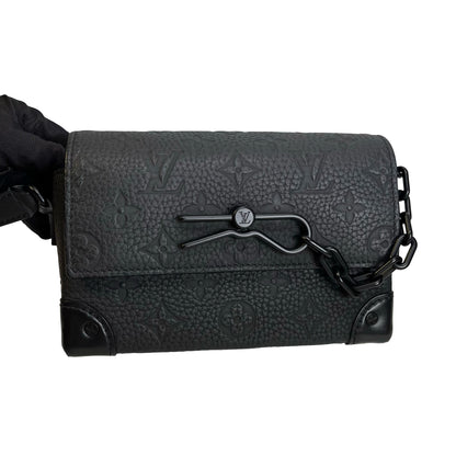 Used LOUIS VUITTON Monogram Taurillon Mini Soft Trunk Crossbody Bag Black