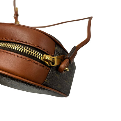 Used SAINT LAURENT Calfskin Leather Monogram Crossbody Shoulder Bag Brown GHW