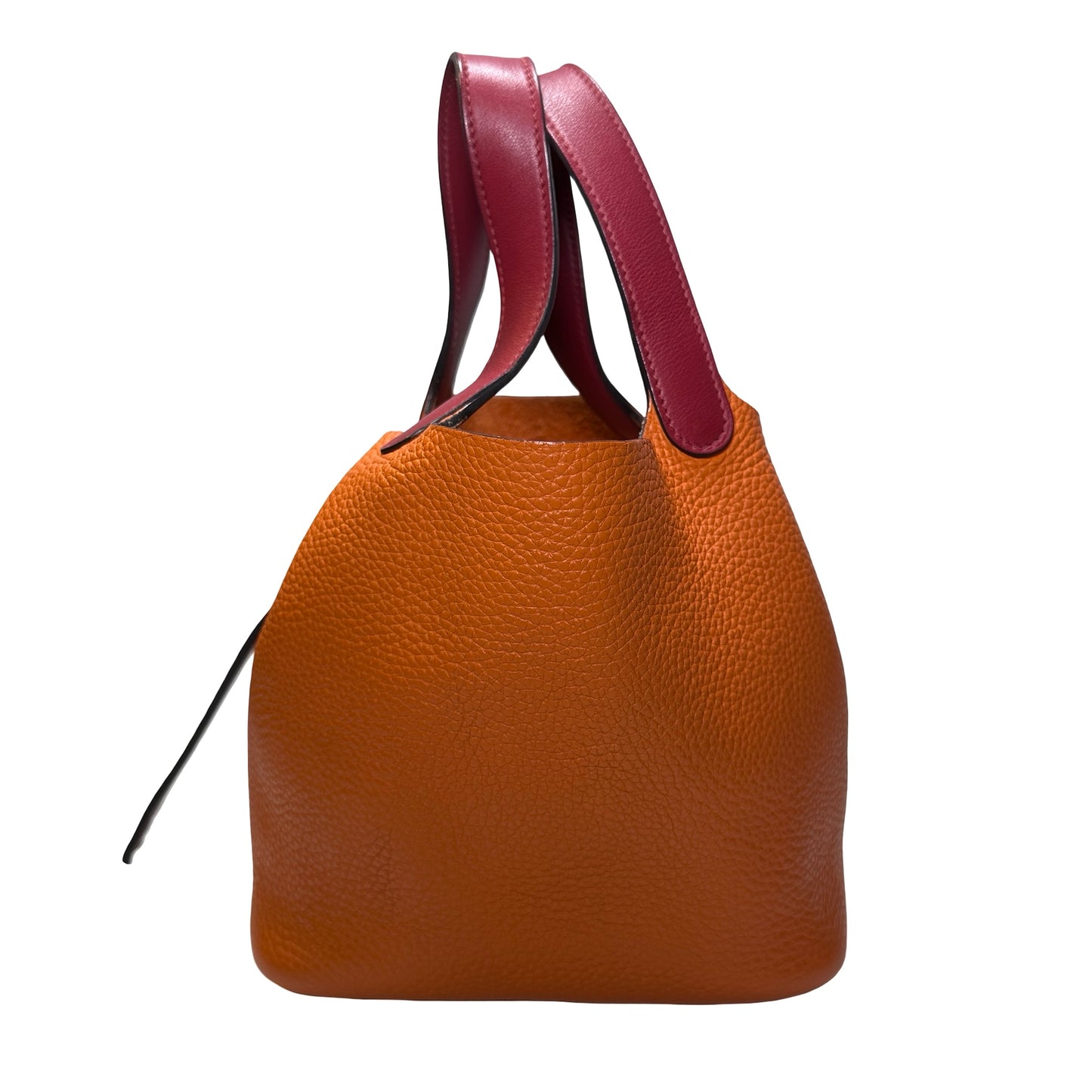 Used HERMES Picotin Handbag Orange Red PHW