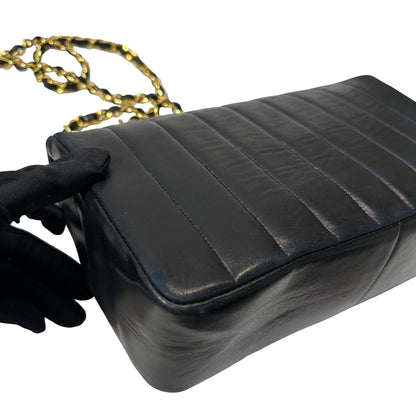 Used Chanel Lambskin Leather Cf Flap Vintage Shoulder Bag Black GHW