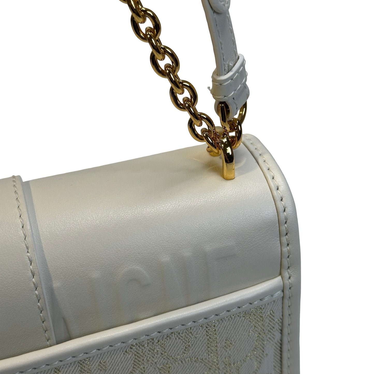 Used DIOR Dior Oblique Leather 30 Montaigne Shoulder Bag White Beige