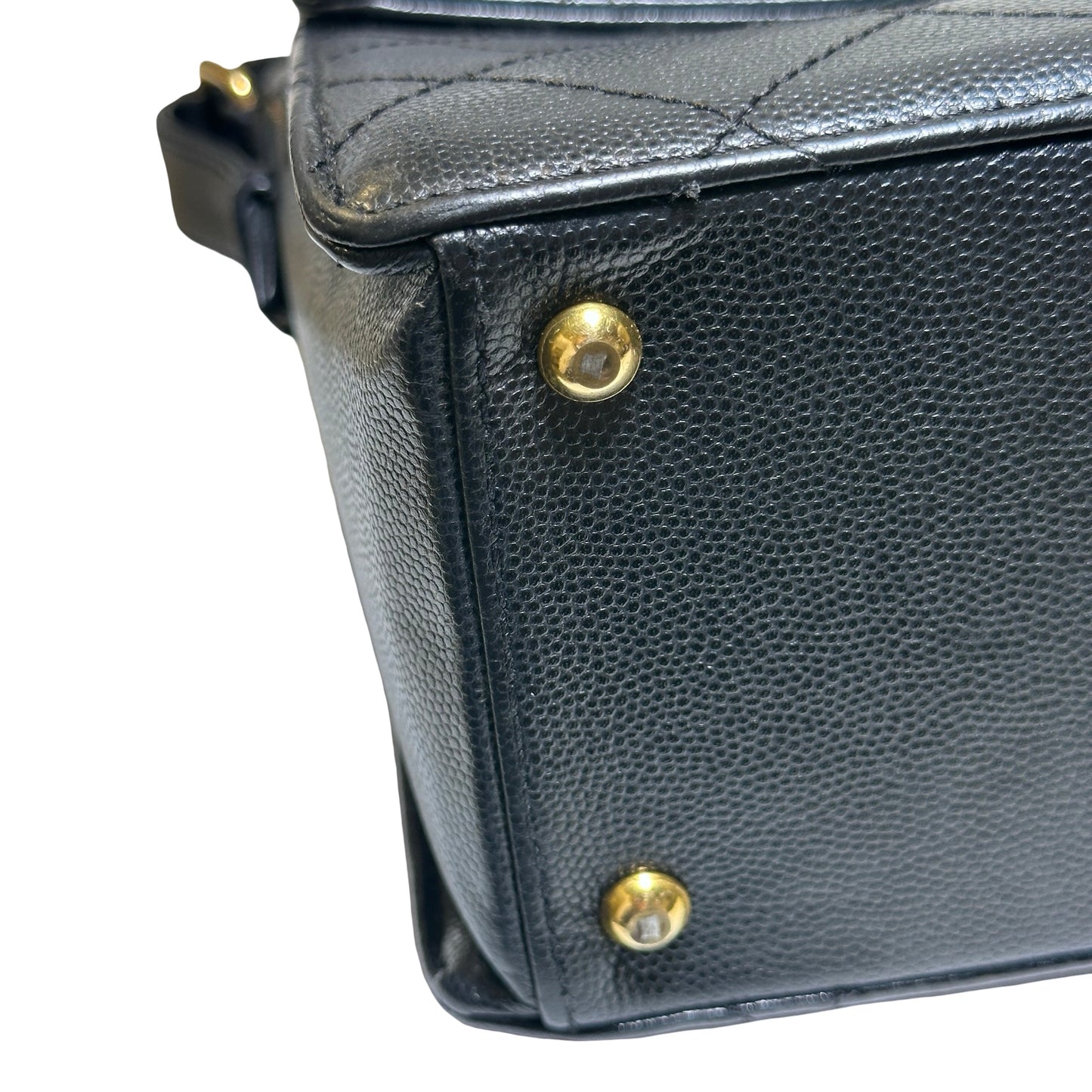 Used CHANEL Caviar Quilted Quilted Shoulder Bag Black Gold