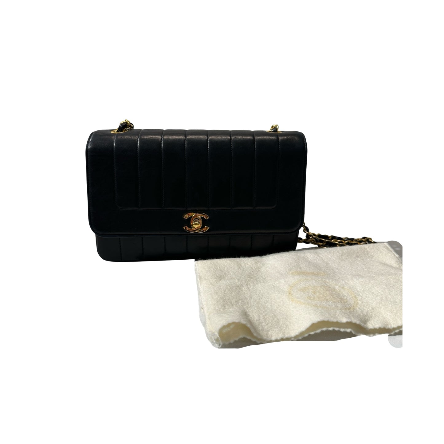 Used Chanel Lambskin Leather Cf Flap Vintage Shoulder Bag Black GHW
