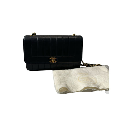 Used Chanel Lambskin Leather Cf Flap Vintage Shoulder Bag Black GHW